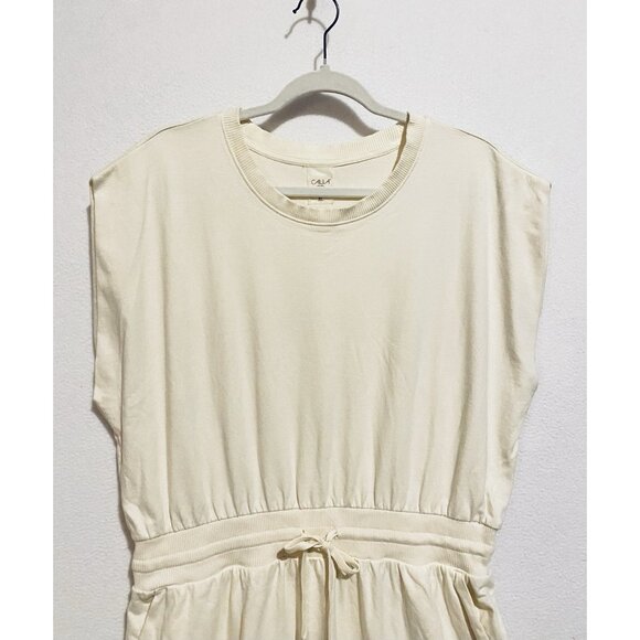Calia Dress Womens XL Ivory Extended Shoulder Midi Pockets Comfy Loungewear - Picture 3 of 7